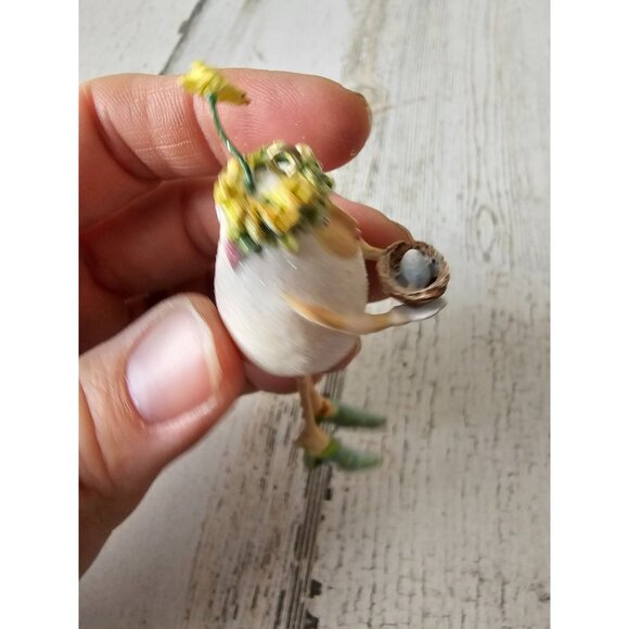 Dept 56 Patricia Brewster egg mini ornament as is lady Easter decor chick - Picture 8 of 9